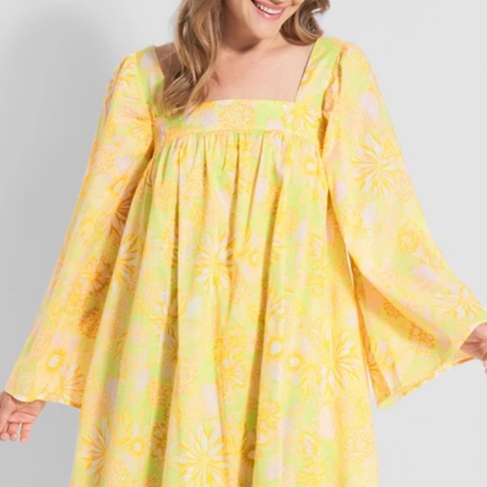 🌼NWT HIGH END MODCLOTH LINE MOD HIPPIE COTTON BOHO FLORAL 1960’s DRESS SIZE 1X - Picture 6 of 11